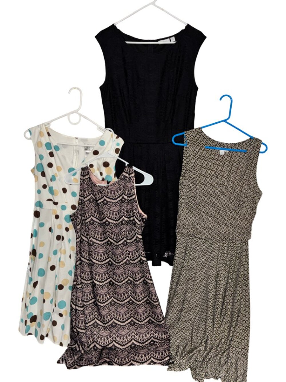Sz.10*Lot of (4) Lovely Dresses (NY & Co., Dressbarn, Guess, Tally Taylor)